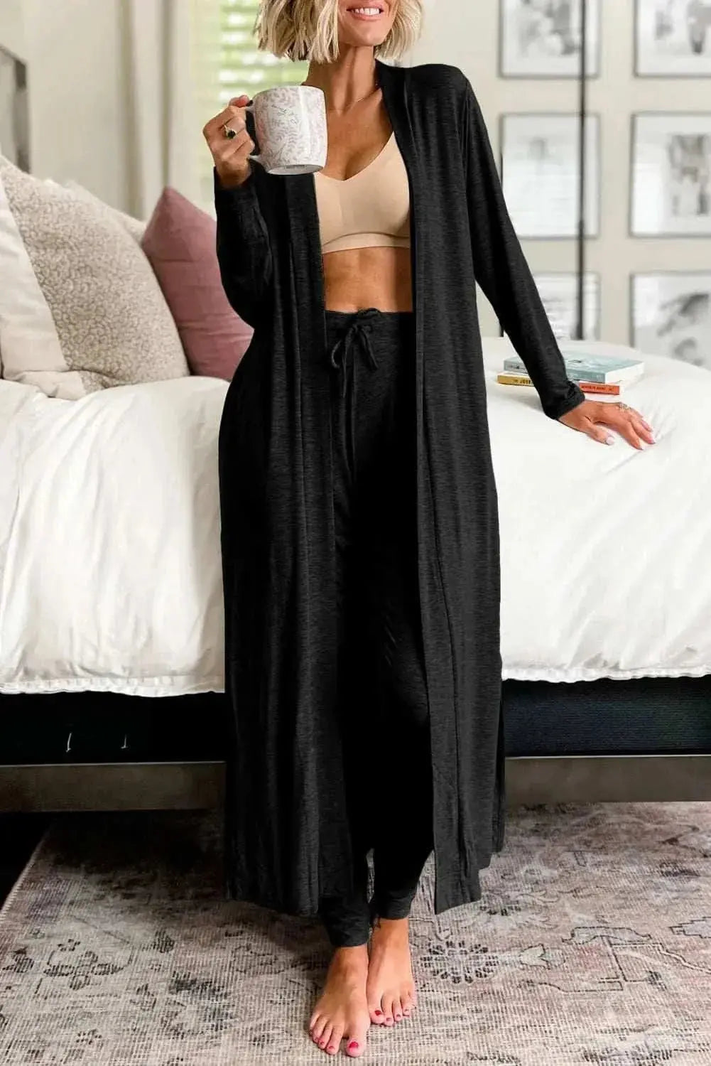 Chic cardigan and pants set, soft fabric - Love Salve